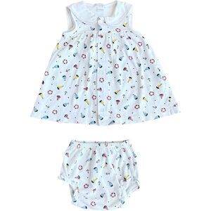 Kissy Kissy Baby Girl 2 Piece Sleeveless Embroidered Nautical Outfit. 3-6 Months